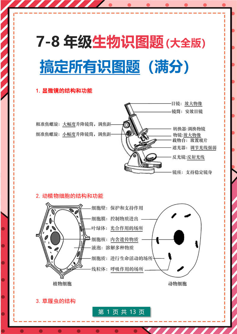 7年级-8年级生物识图题-模板整理(大全版)