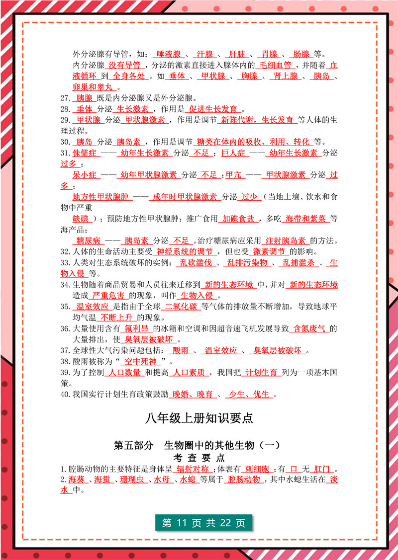 生物总复习(会考) 高频考点(2022年)