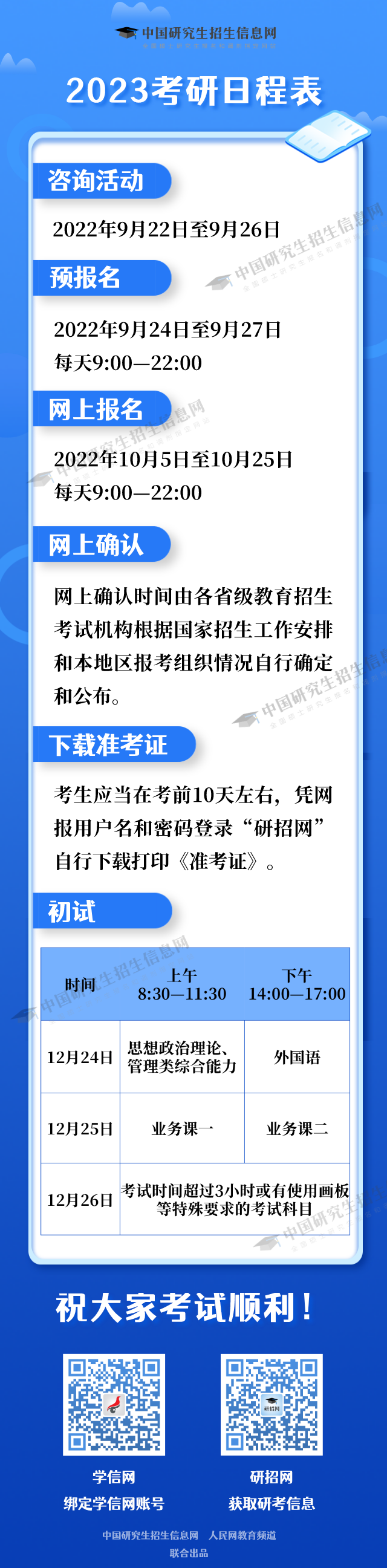 定了！2023年全国考研初试12月24日至25日举行