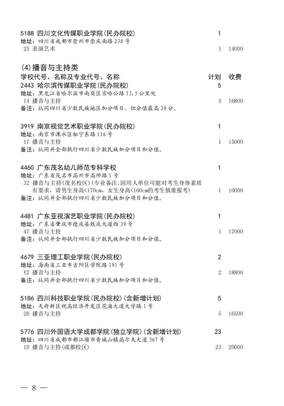 关于四川省2023年普通高校招生艺术体育类专科批第三次征集志愿的通知